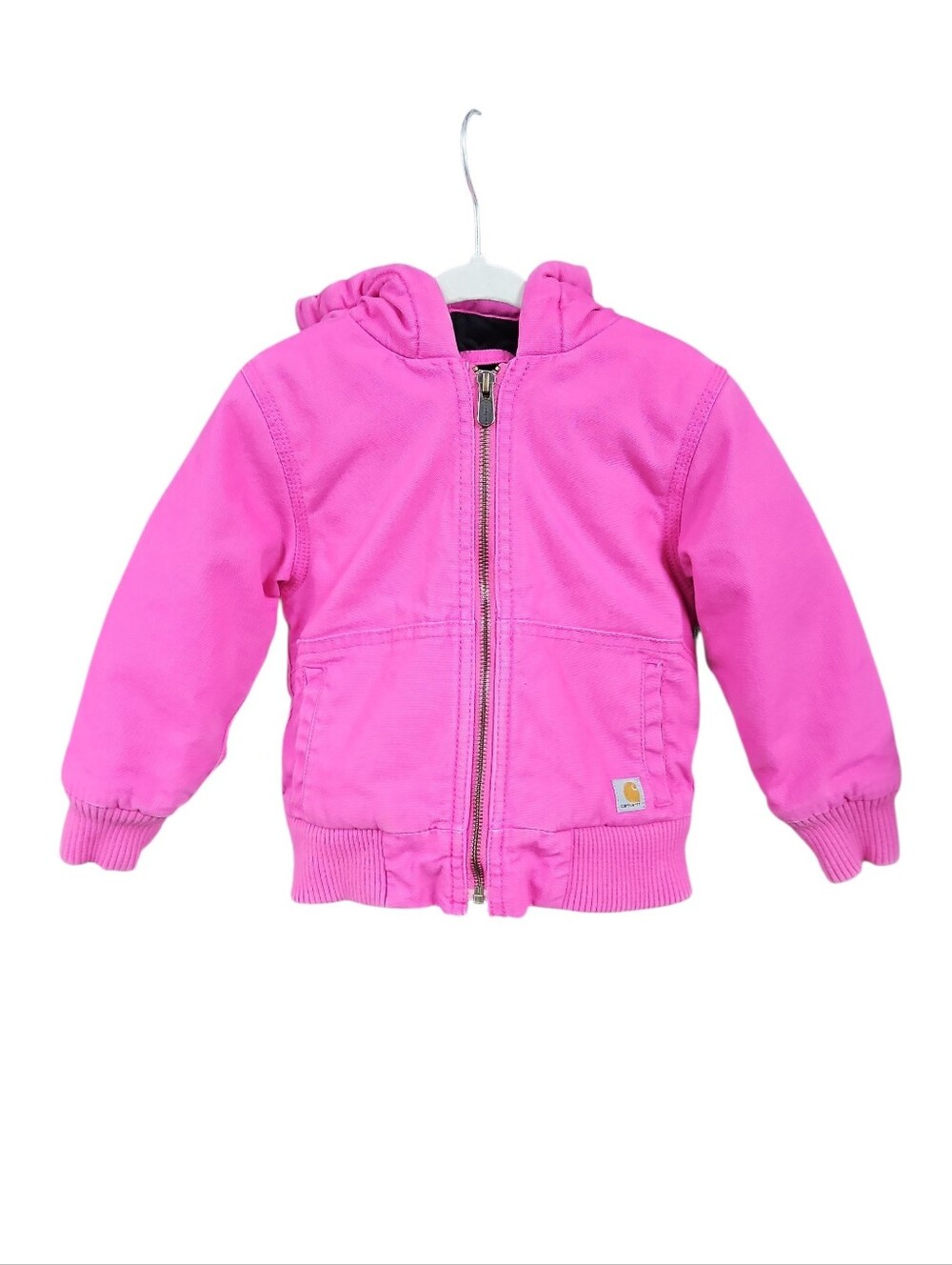 Carhartt Quilted Lined Dark Pink Hooded Jacket Coat Sz 3T Girls Kids